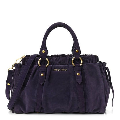 Miu Miu Suede Top Handle Satchel Purple 1 of 11