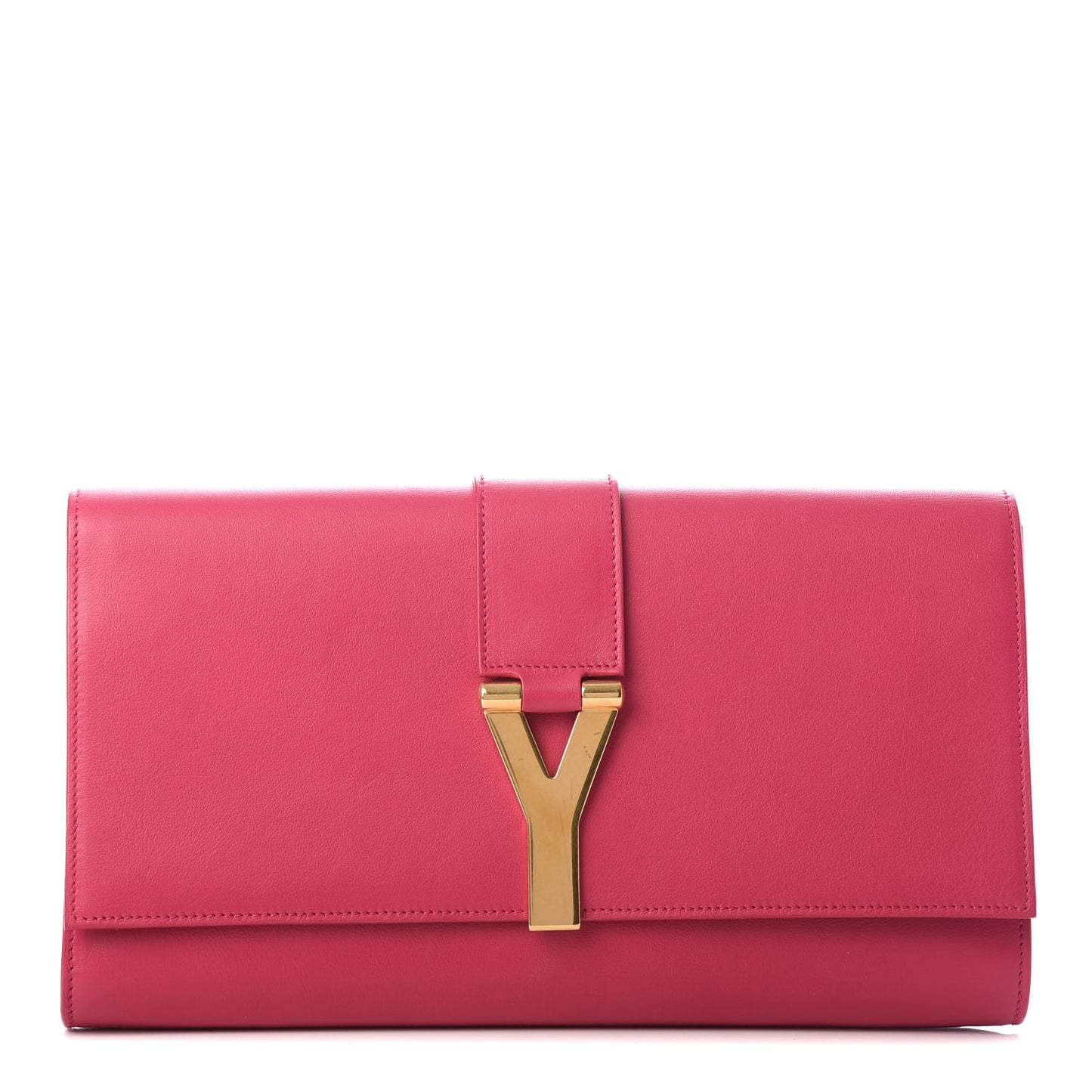 Calfskin Classic Y Ligne Clutch Fuchsia
