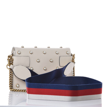 Gucci Nappa Pearl Studded Mini Queen Margaret Broadway Shoulder Bag Mystic White 3 of 9
