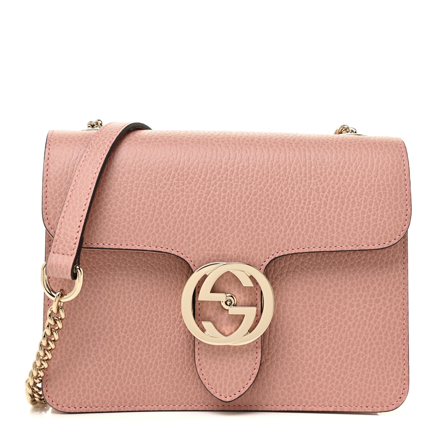 Dollar Calfskin Small Interlocking G Shoulder Bag Soft Pink