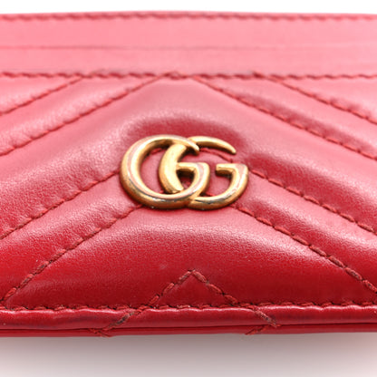 Gucci Calfskin Matelasse GG Marmont Card Holder Hibiscus Red 12 of 18