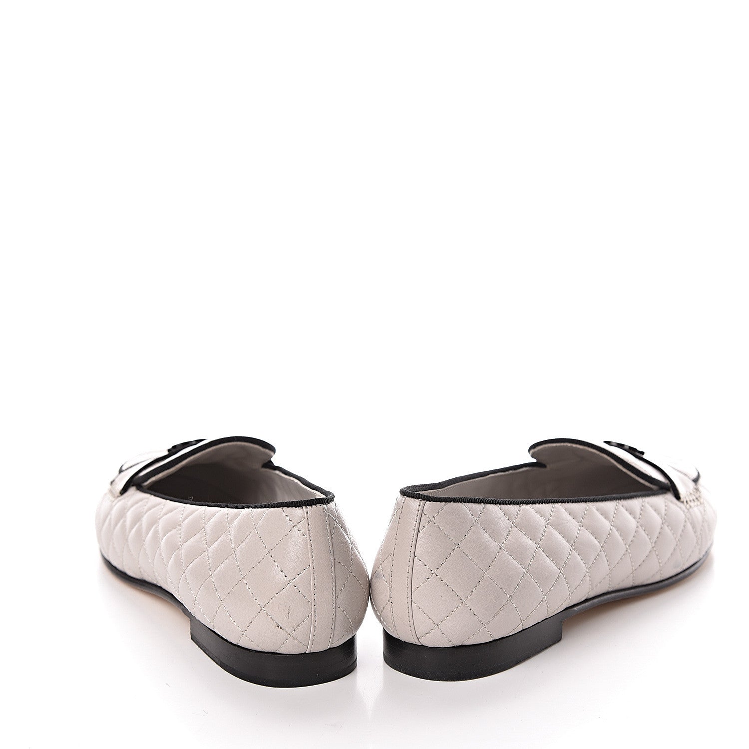 Chanel Lambskin Quilted CC Loafers 38.5 Light Grey 17 of 18
