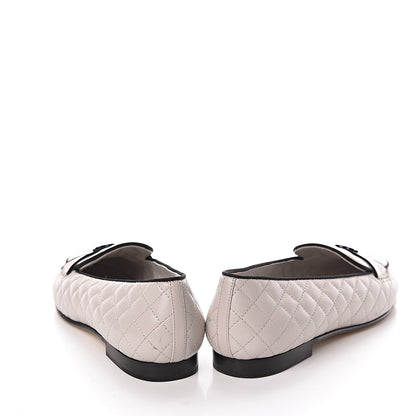 Chanel Lambskin Quilted CC Loafers 38.5 Light Grey 17 of 18
