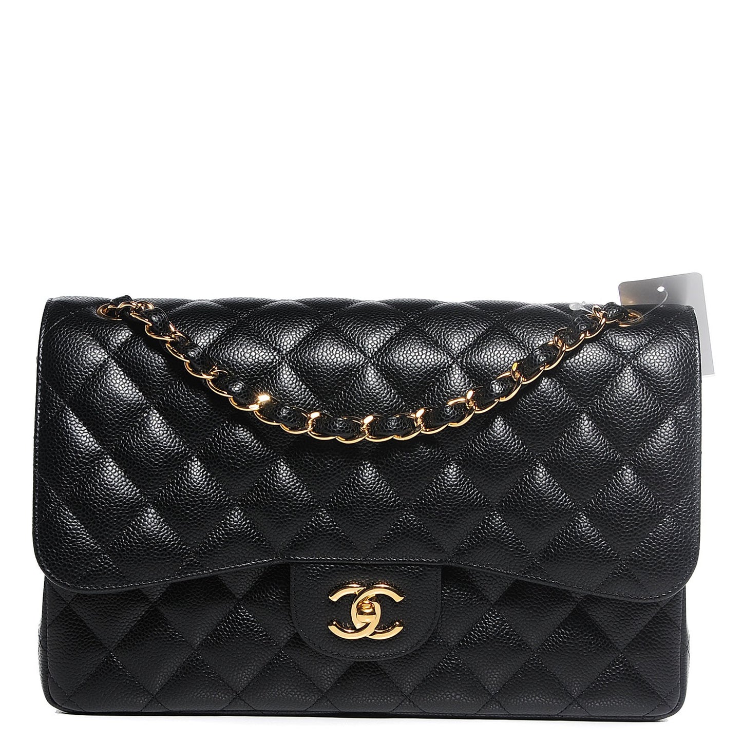 Caviar Quilted Jumbo Double Flap Black