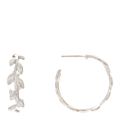 Tiffany Sterling Silver Paloma Picasso Olive Leaf Hoop Earrings 1 of 5