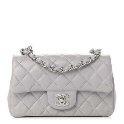 Chanel Lambskin Quilted Mini Rectangular Flap Grey 1 of 5
