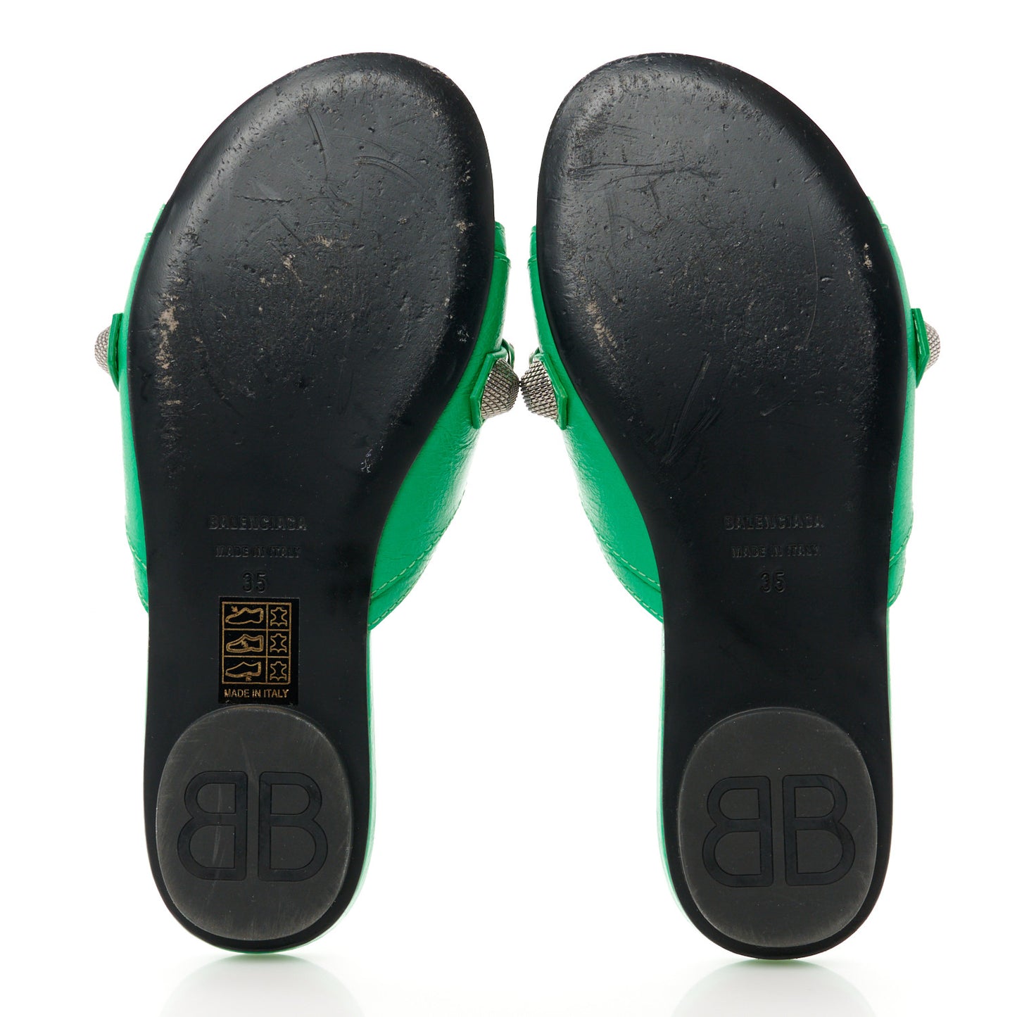 Agneau Arena Cagole Flat Slide Sandals 35 Vivid Green