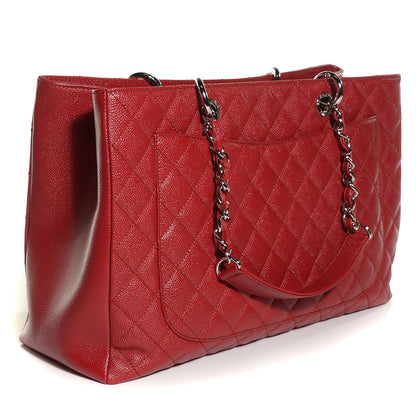 Chanel Caviar Quilted XL Grand Shopping Tote GST Red 3 of 7