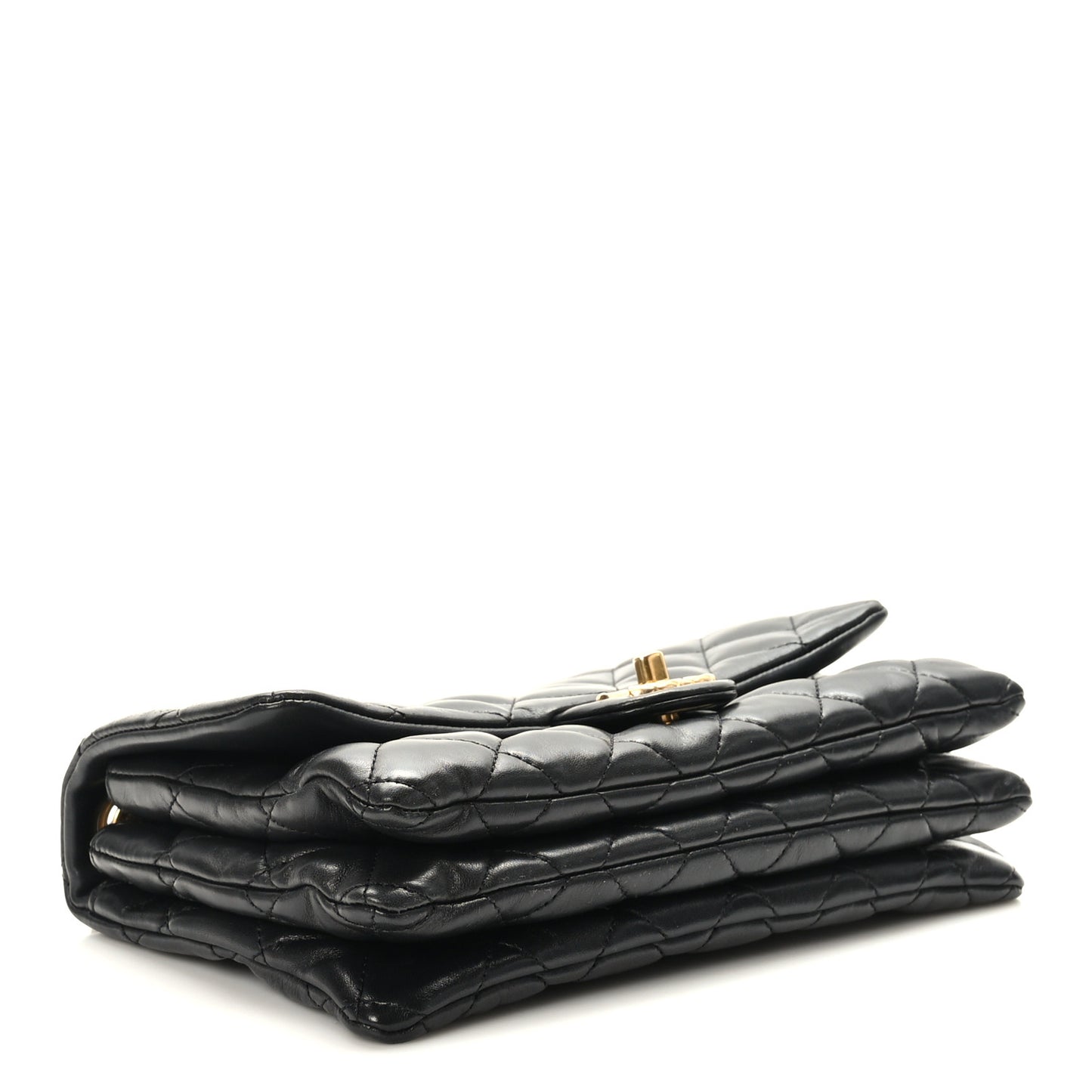 Lambskin Quilted Medium Pillow Crush Flap Black