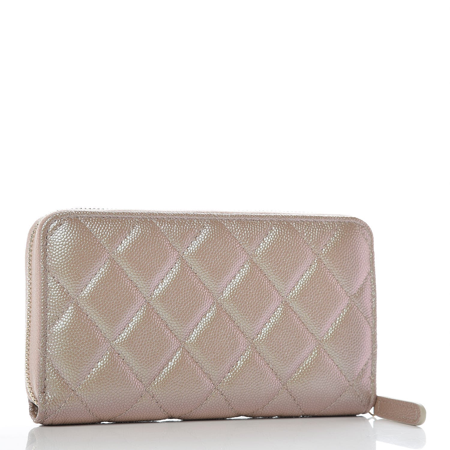 Chanel Iridescent Caviar Quilted Medium Zip Around Wallet Beige 3 of 9