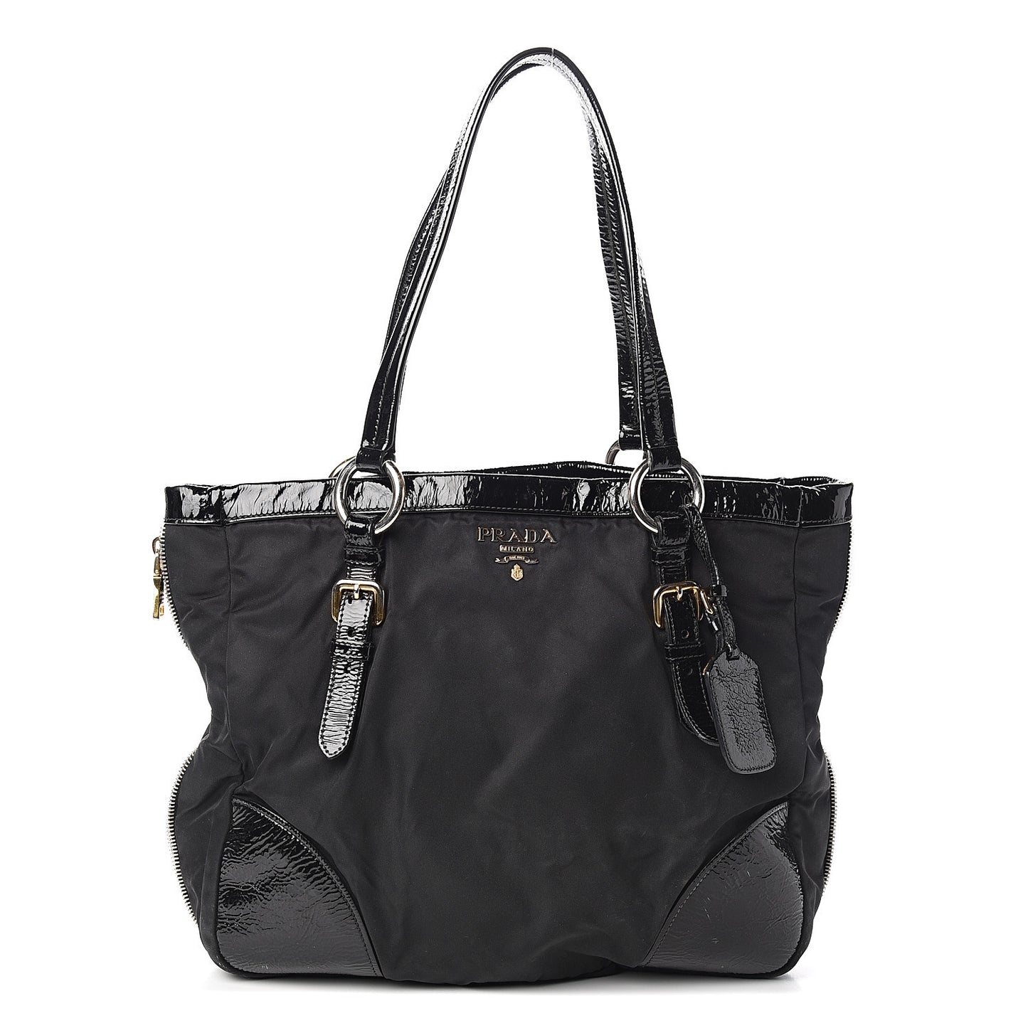 Tessuto Nylon Vernice Tote Black