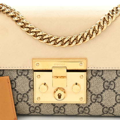 Gucci GG Supreme Monogram Calfskin Small Padlock Shoulder Bag Beige Mystic White Sun Oil 8 of 12