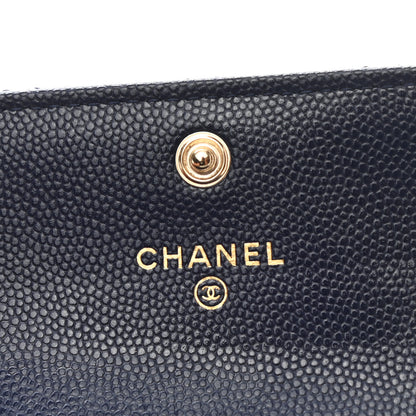 Chanel Caviar Quilted Crystal CC Flap Card Holder Navy Blue 5 of 8