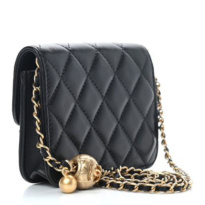 Chanel Lambskin Quilted Pearl Crush Clutch With Chain Black 3 of 11
