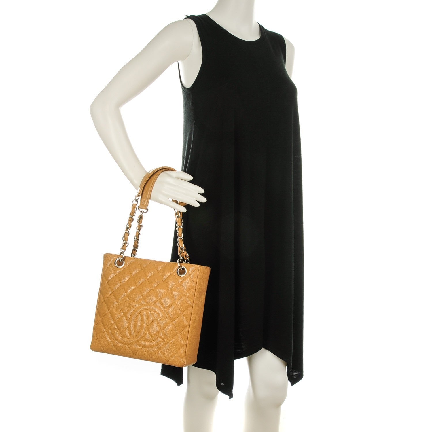 Chanel Caviar Quilted Petit Shopping Tote PST Beige 2 of 7