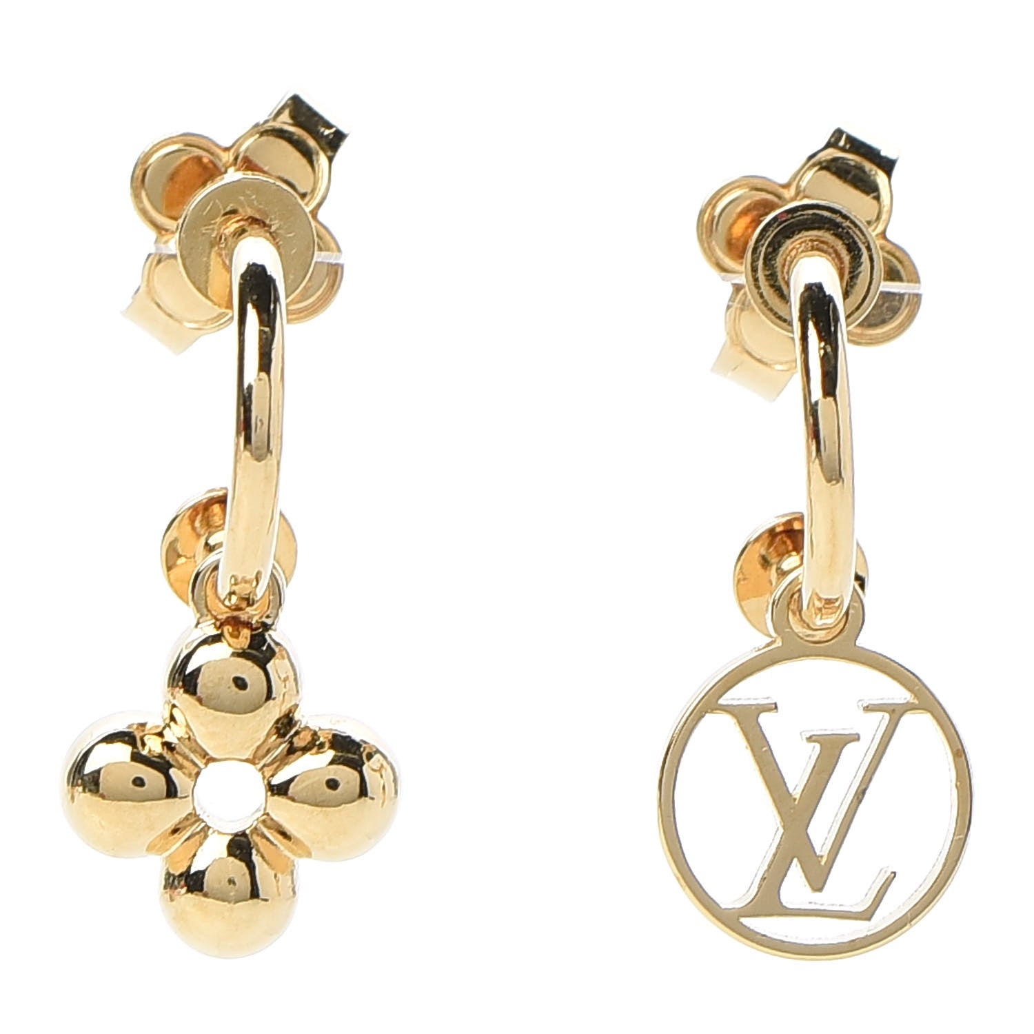 Louis Vuitton Brass Blooming Earrings Gold 1 of 5