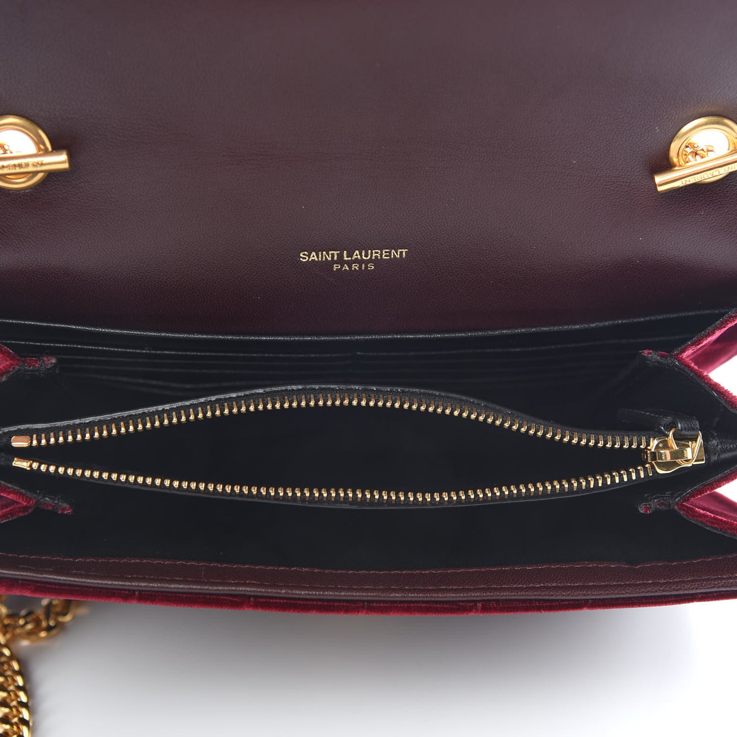 Velvet Matelasse Vicky Chain Bag Burgundy