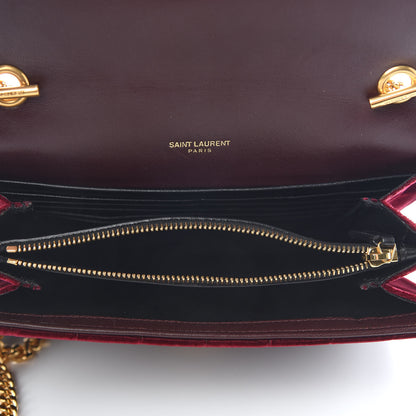 Saint Laurent Velvet Matelasse Vicky Chain Bag Burgundy 7 of 8