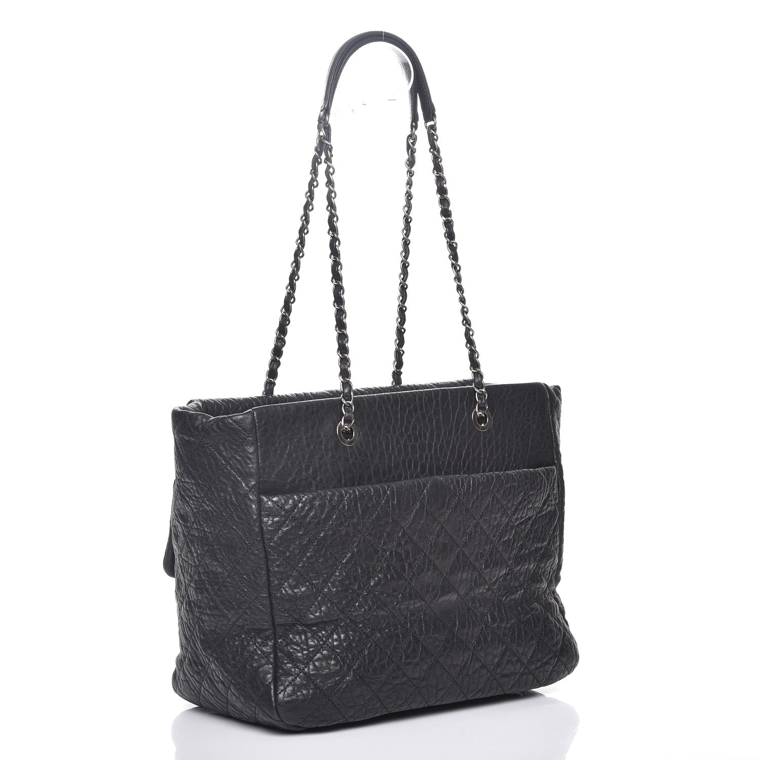 Chanel Crumpled Lambskin Quilted Large Tote Black 3 of 7