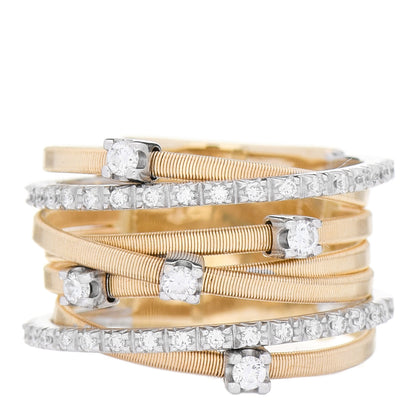 Marco Bicego 18K Yellow White Gold Diamond Seven Strand Goa Ring 58 8.25 1 of 5