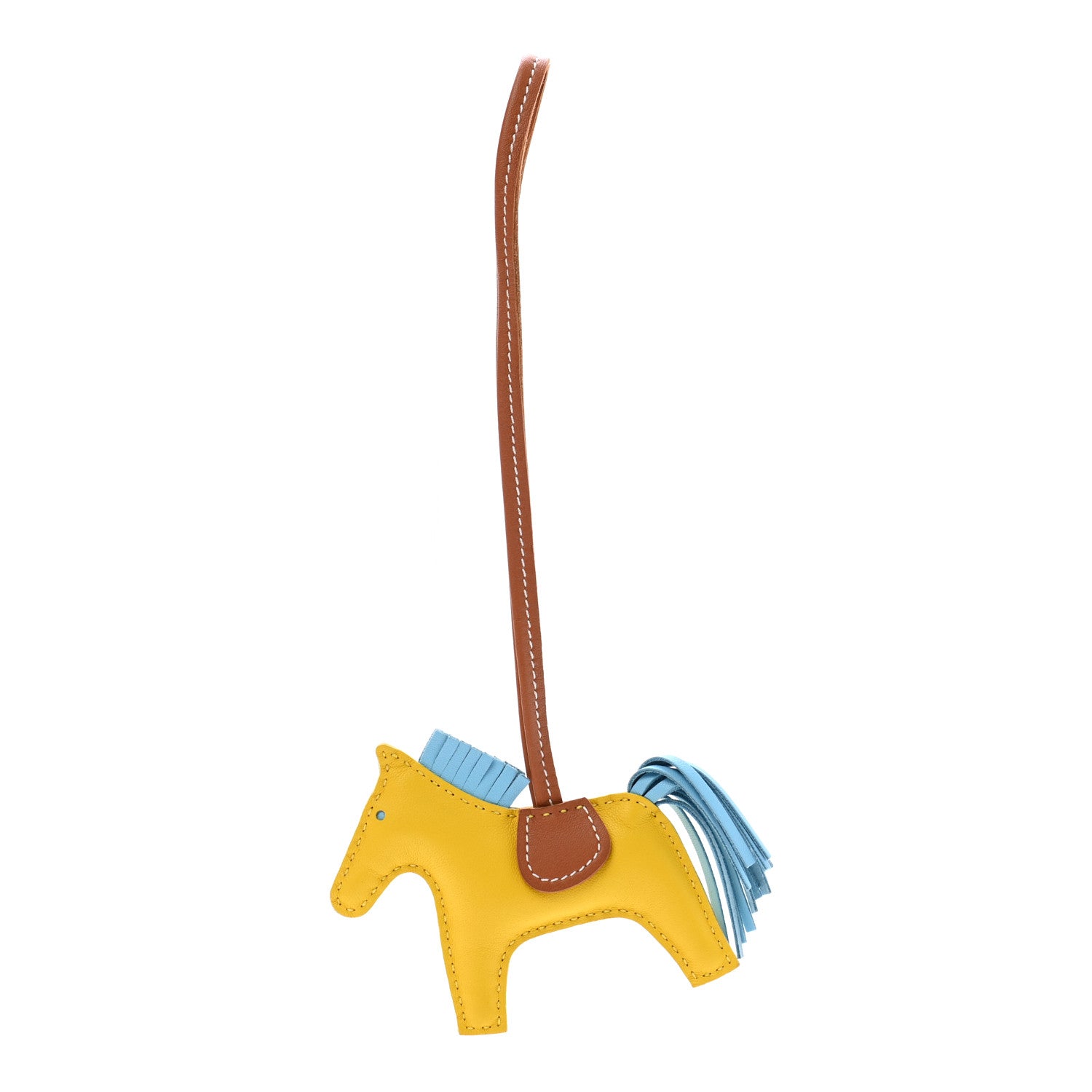 Hermes Milo Lambskin Grigri Rodeo Horse Bag Charm PM Jaune D'Or Bleu Zanzibar Rouge H 1 of 3