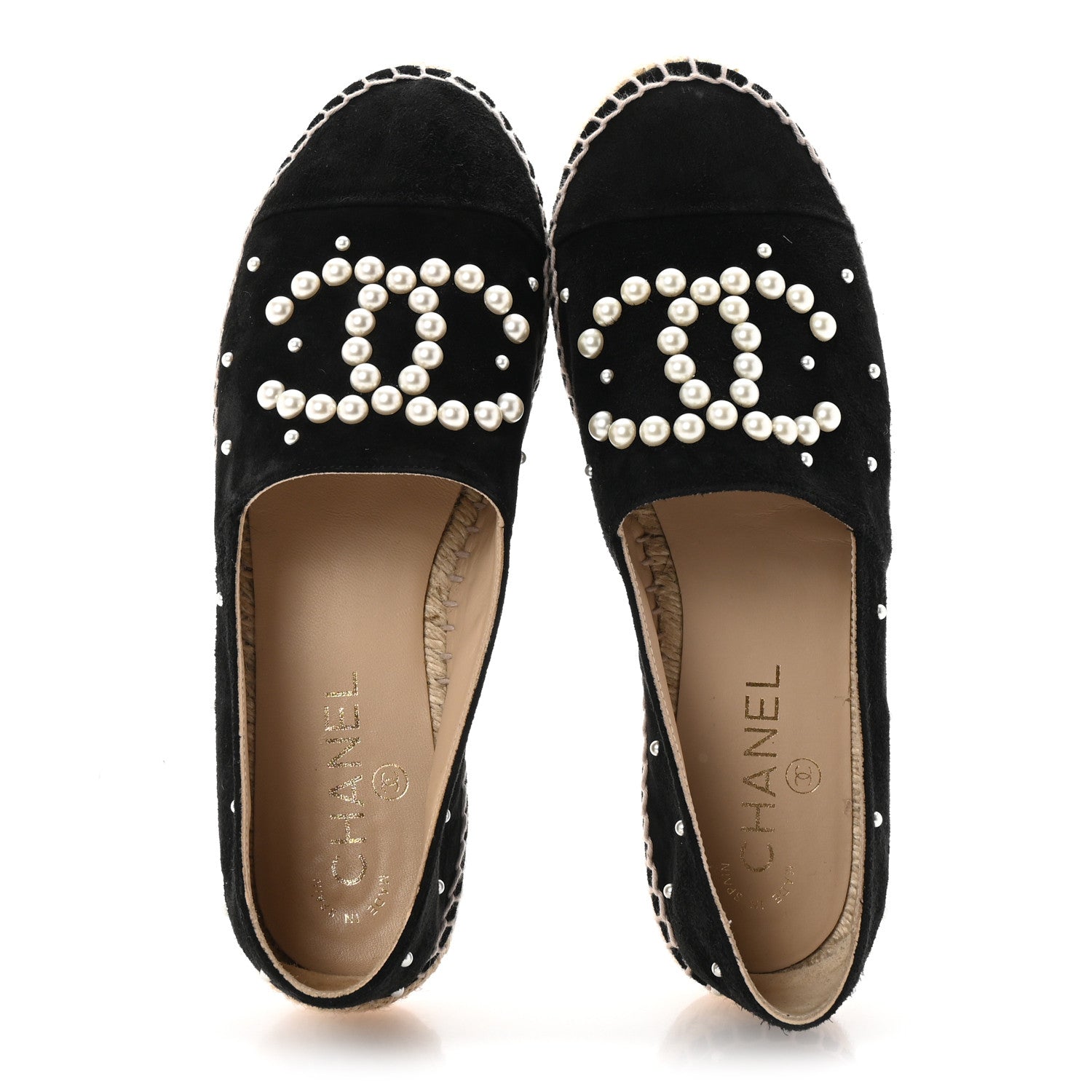 Chanel Suede Pearl CC Espadrilles 38 Black 2 of 10