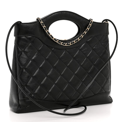 Chanel Shiny Crumpled Calfskin Quilted Small 31 Shopping Bag Black 3 of 14