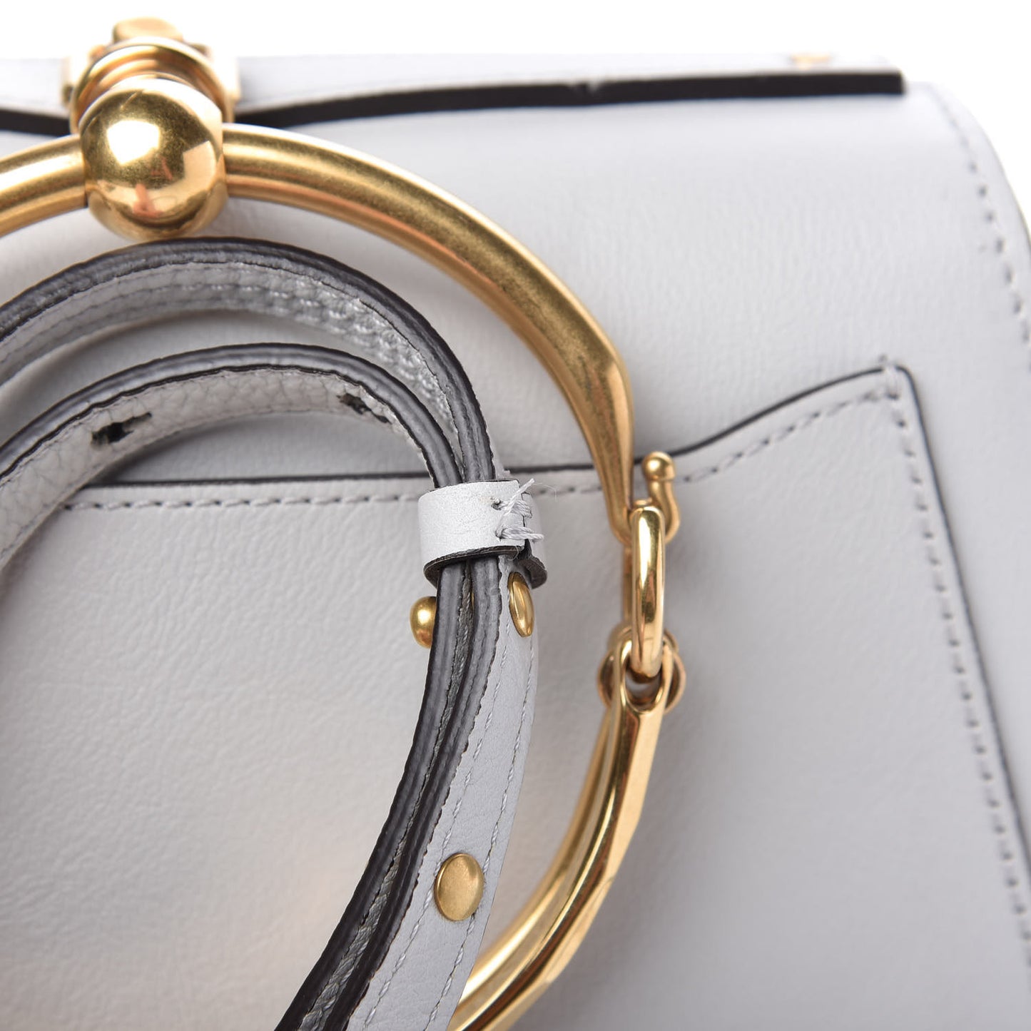 Calfskin Suede Medium Nile Bracelet Bag Light Grey