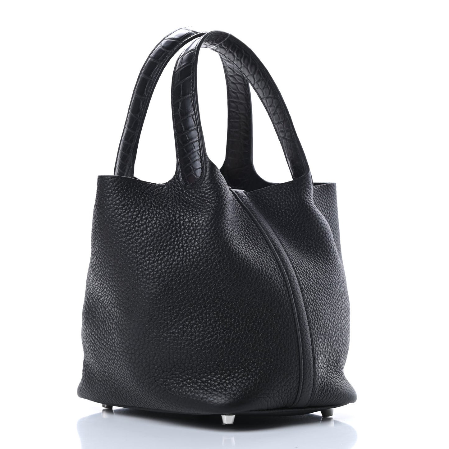 Taurillon Clemence Matte Alligator Picotin Lock Touch 18 PM Black