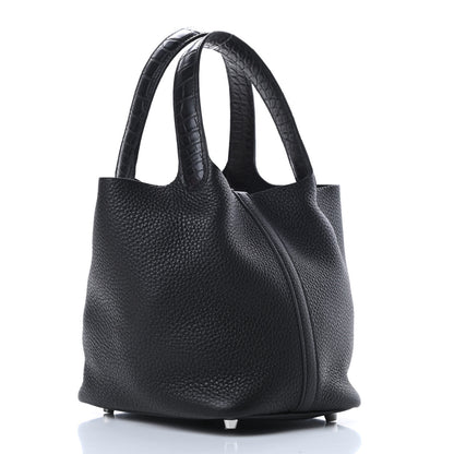 Hermes Taurillon Clemence Matte Alligator Picotin Lock Touch 18 PM Black 3 of 11