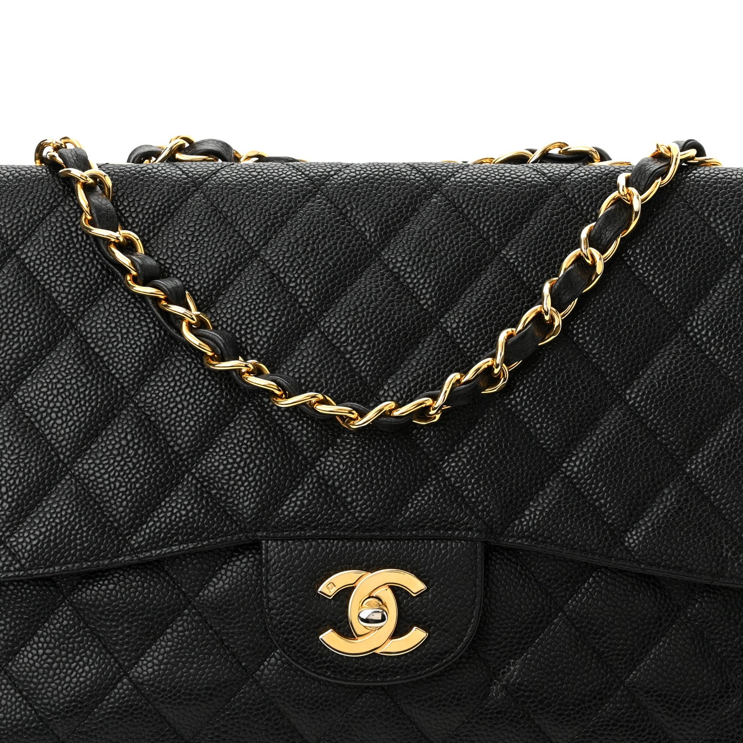 Caviar Quilted Jumbo Single Flap Black