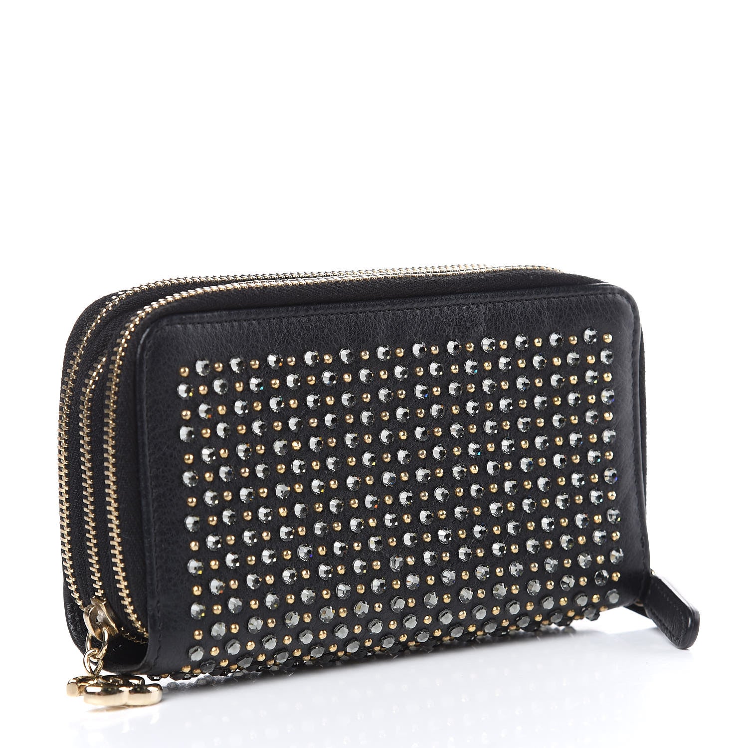 Chanel Bullskin Strass Studded Zip Around Phone Holder Black 3 of 12