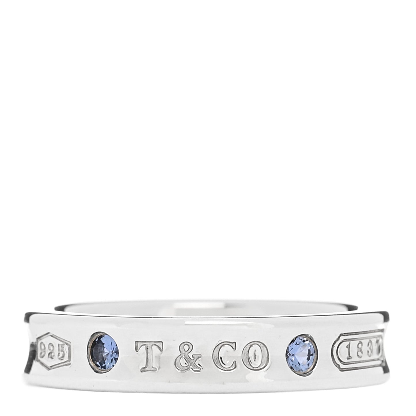 Sterling Silver Blue Sapphire Narrow 1837 Band Ring 50 5.5
