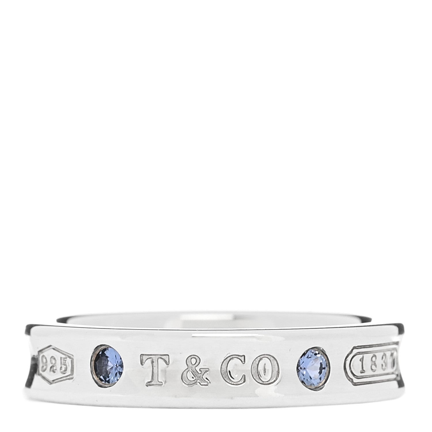 Tiffany Sterling Silver Blue Sapphire Narrow 1837 Band Ring 50 5.5 1 of 5
