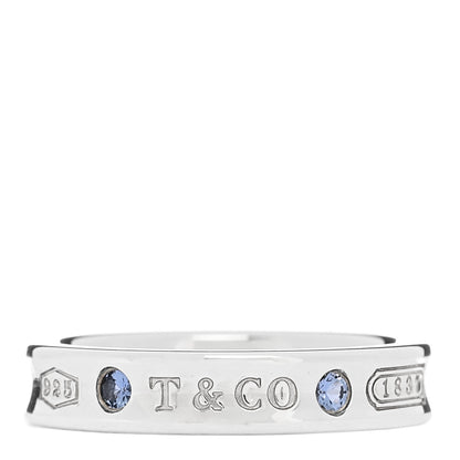 Tiffany Sterling Silver Blue Sapphire Narrow 1837 Band Ring 50 5.5 1 of 5