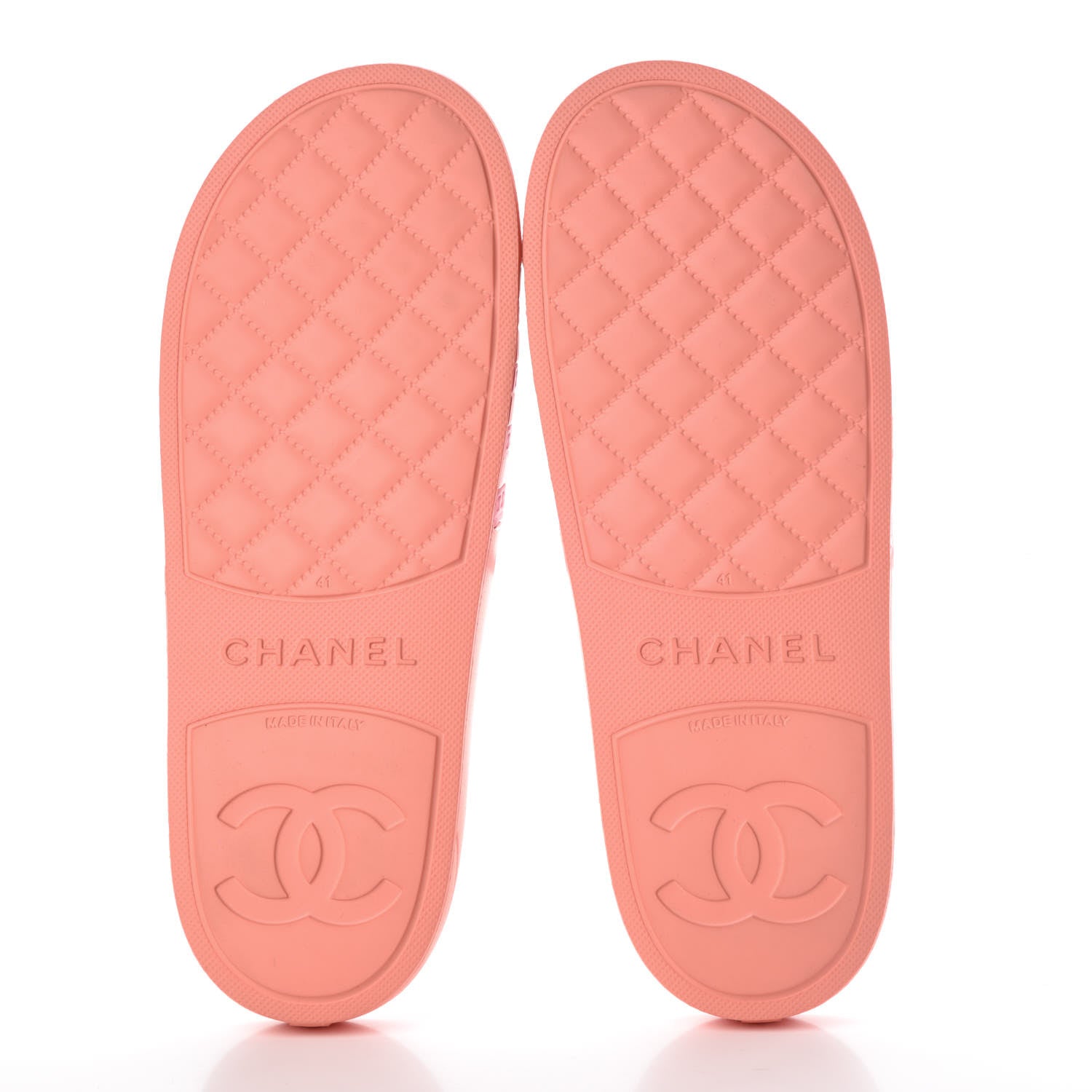 Chanel Rubber CC Flat Slide Sandals 41 Orange Pink 7 of 8
