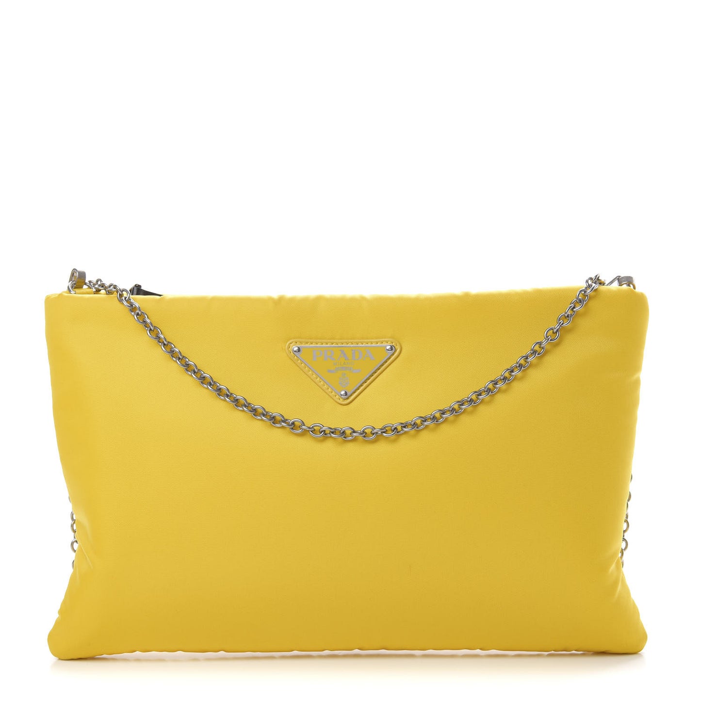 Tessuto Nylon Soft Padded Medium Chain Clutch Bag Giallo