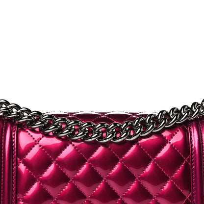 Chanel Metallic Patent Calfskin Quilted Small Boy Flap Pink 7 of 13