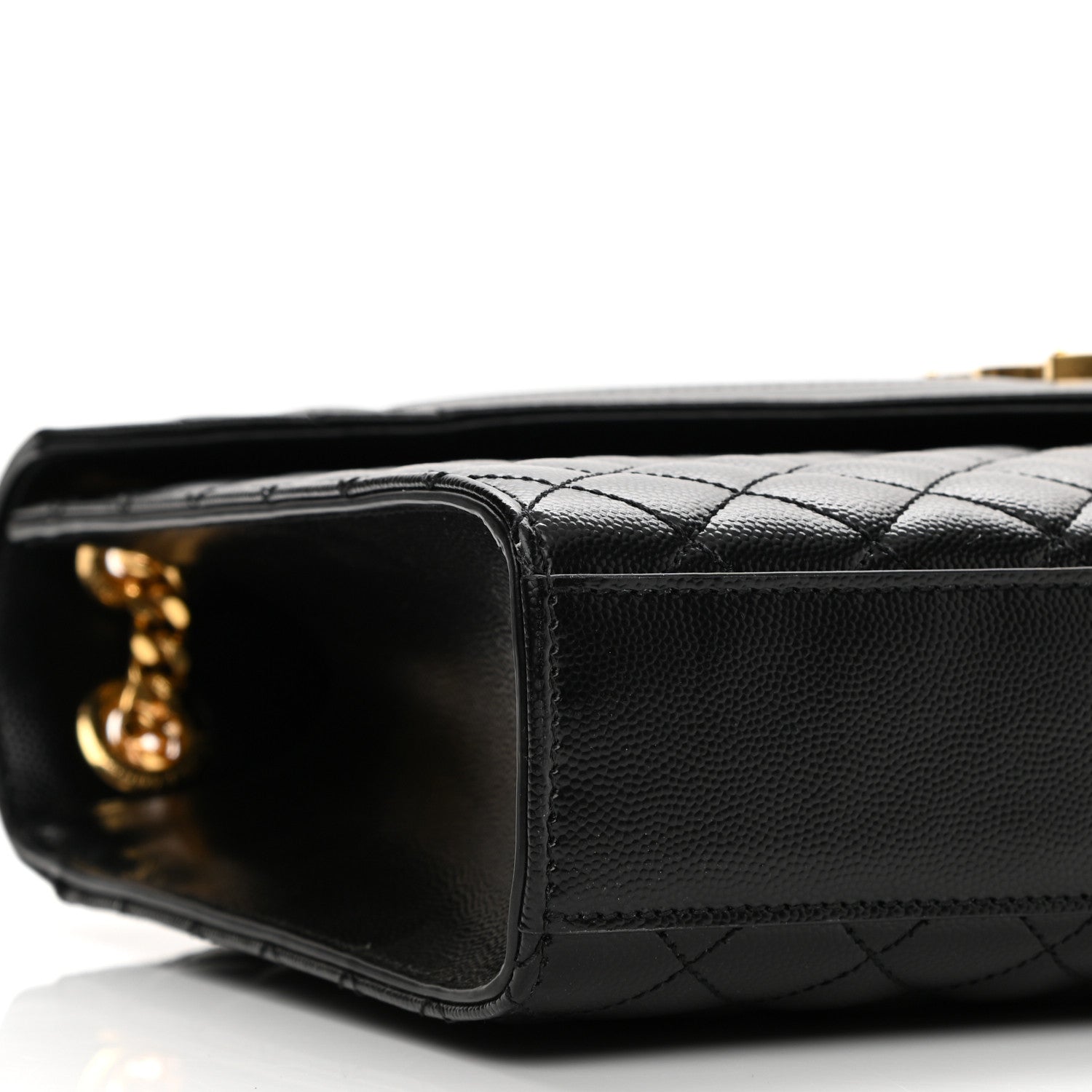 Saint Laurent Grain De Poudre Textured Mixed Matelasse Large Triquilt Monogram Satchel Black 10 of 12