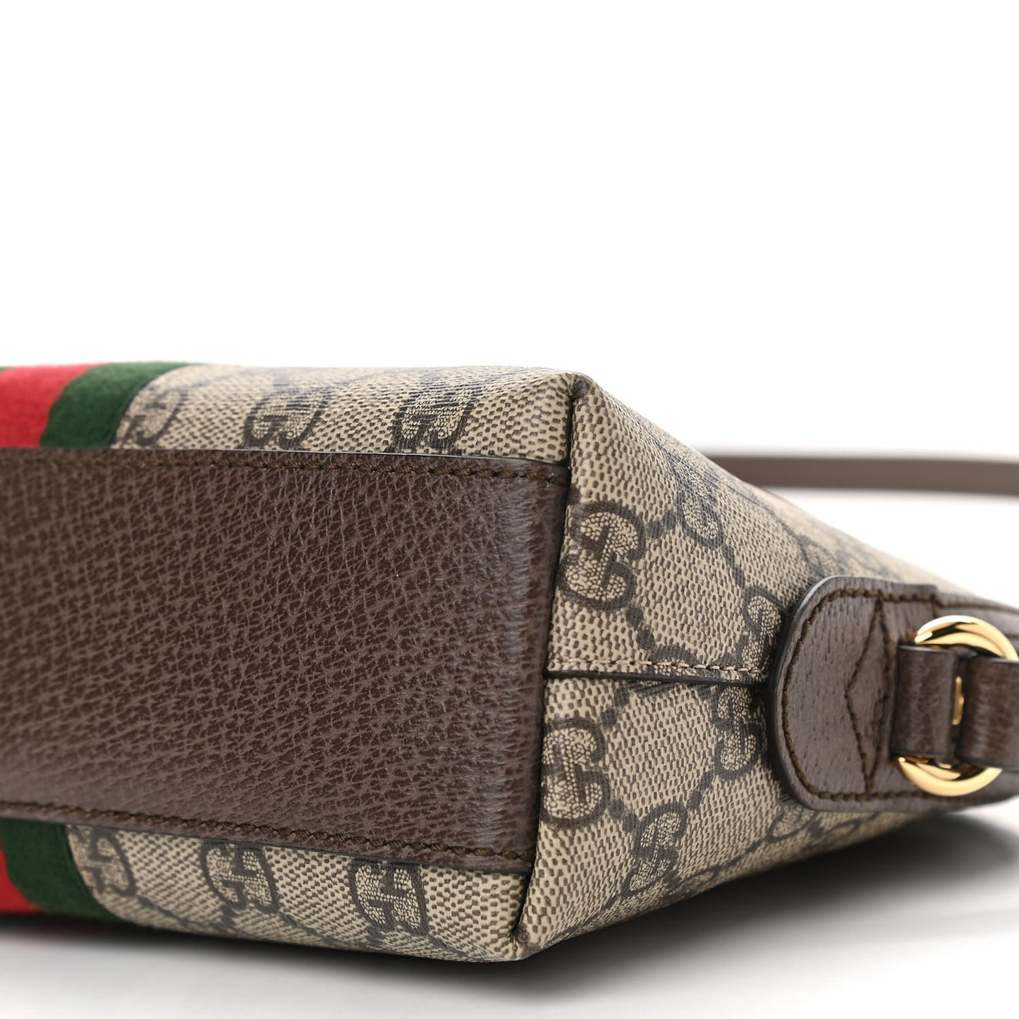 GG Supreme Monogram Textured Dollar Calfskin Web Small Ophidia Dome Shoulder Bag Beige Ebony New Acero