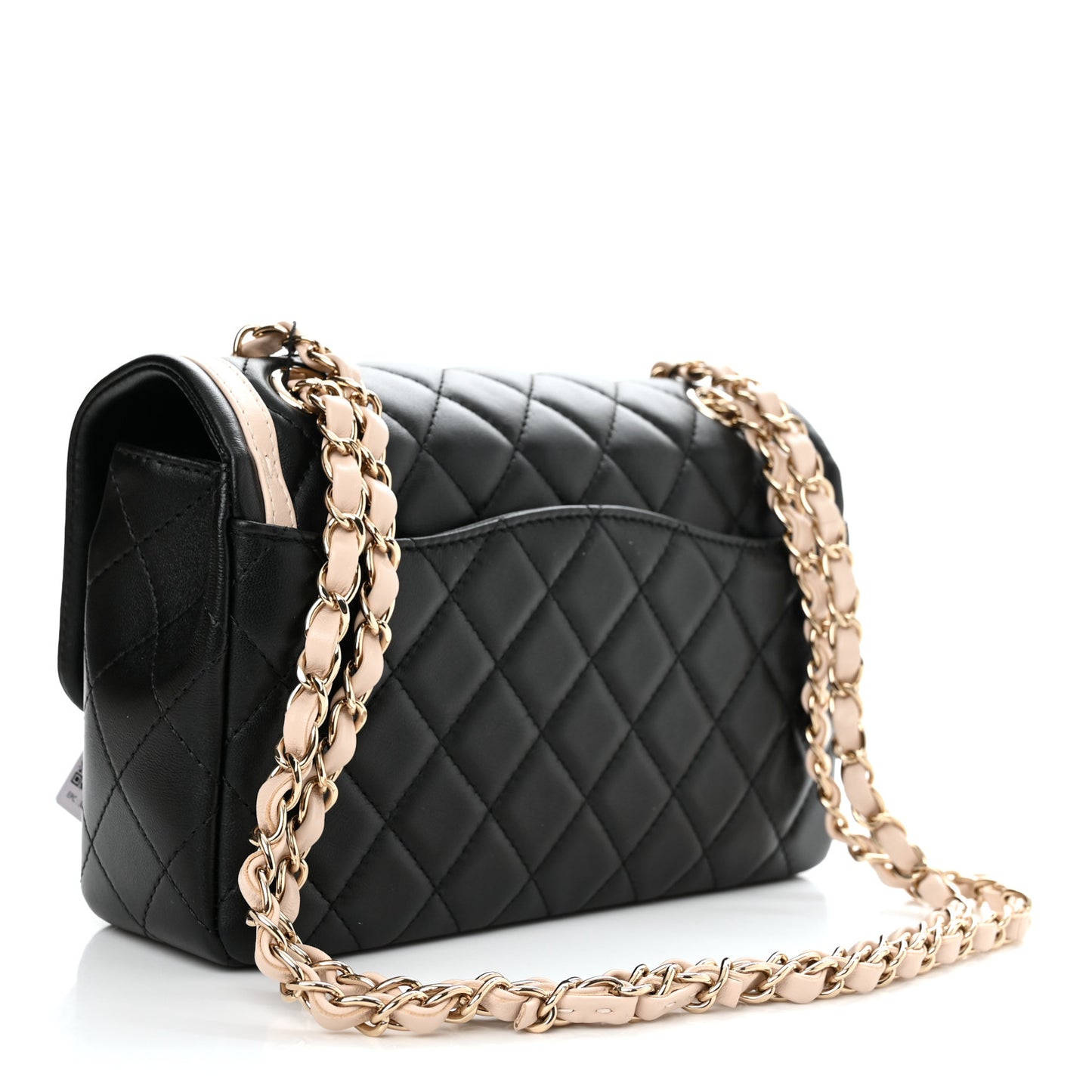 Lambskin Quilted Bicolor Flap Black Beige
