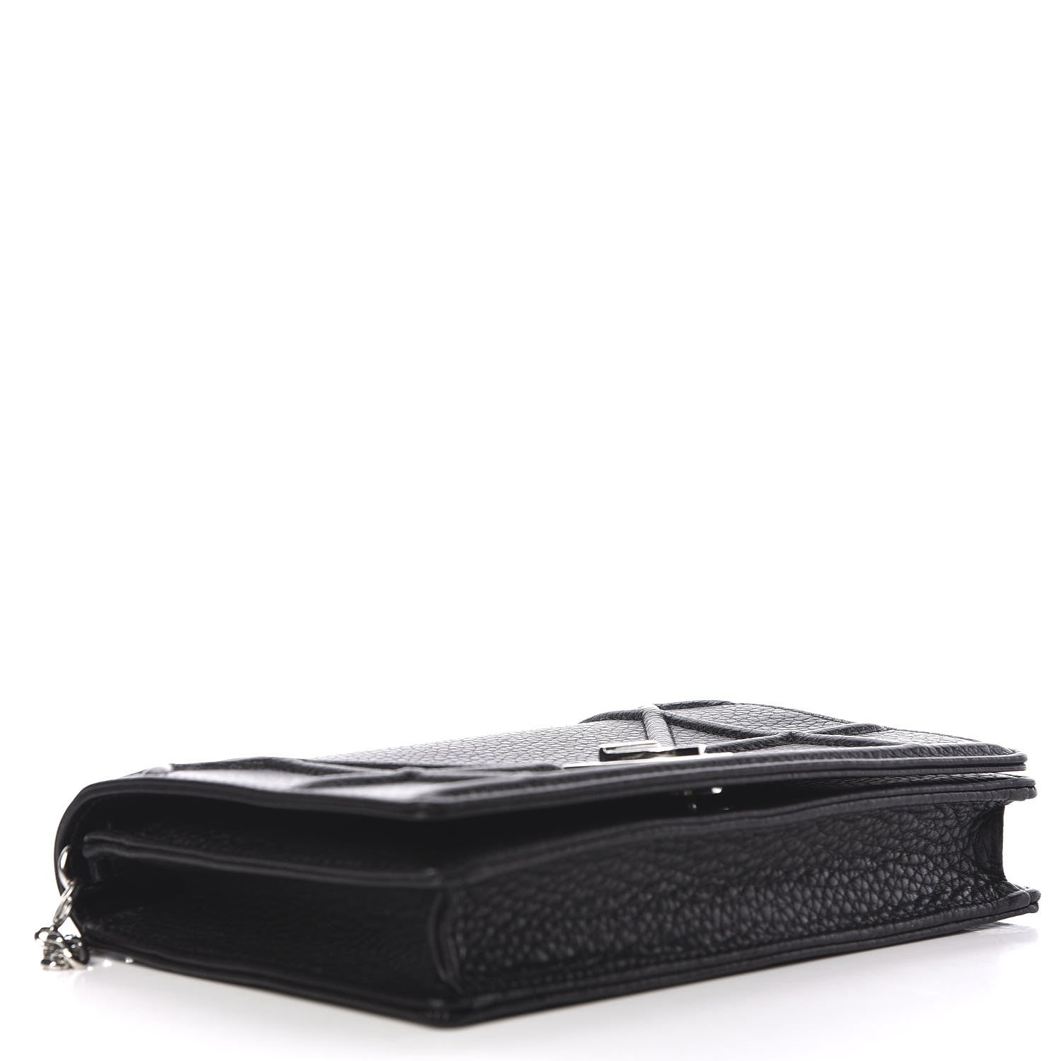 Christian Dior Grained Calfskin Diorama Wallet on Chain Pouch Black 4 of 10