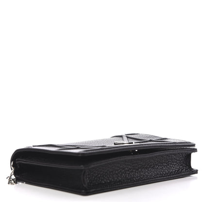 Christian Dior Grained Calfskin Diorama Wallet on Chain Pouch Black 4 of 10