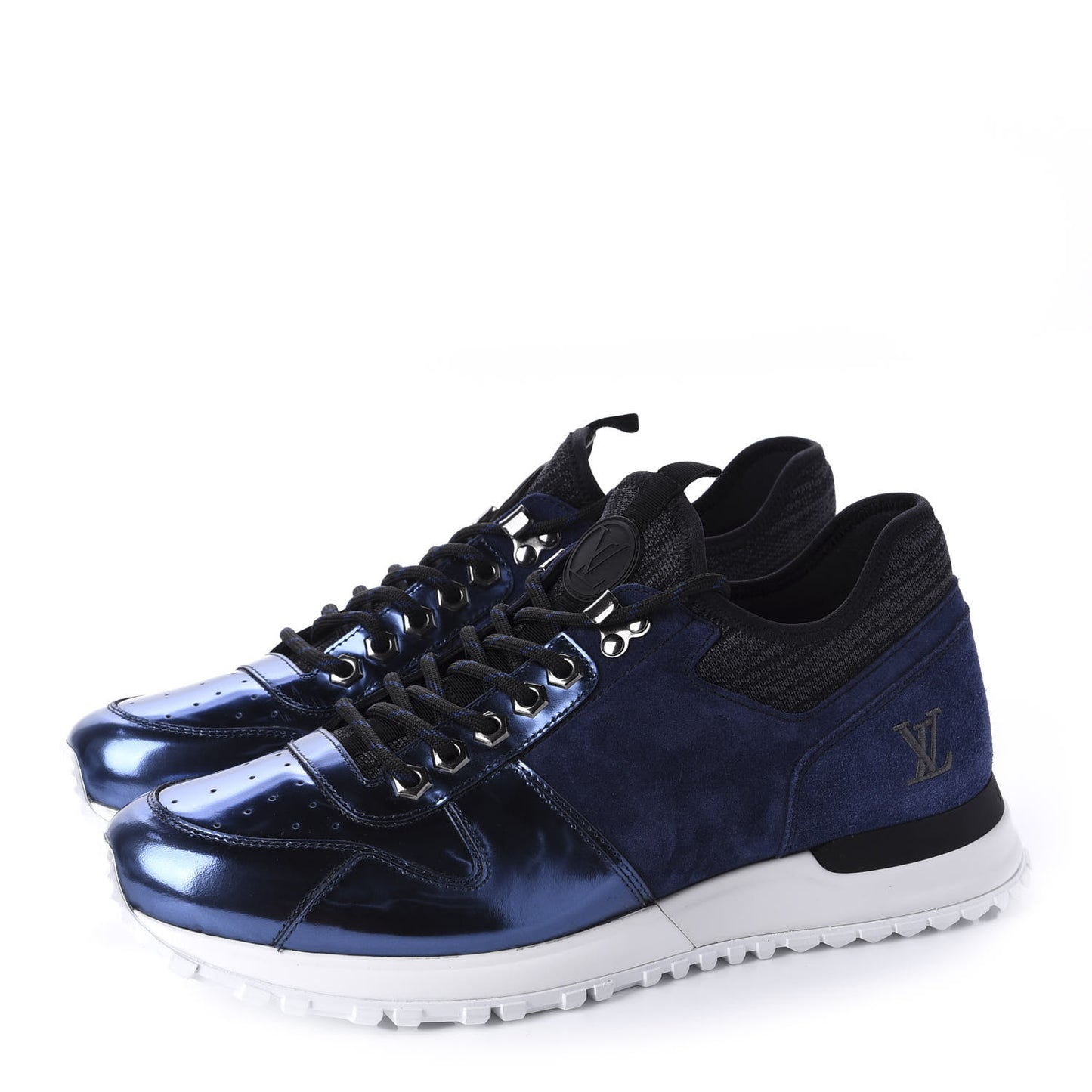 Metallic Patent Suede Run Away Sneakers 8 Marine