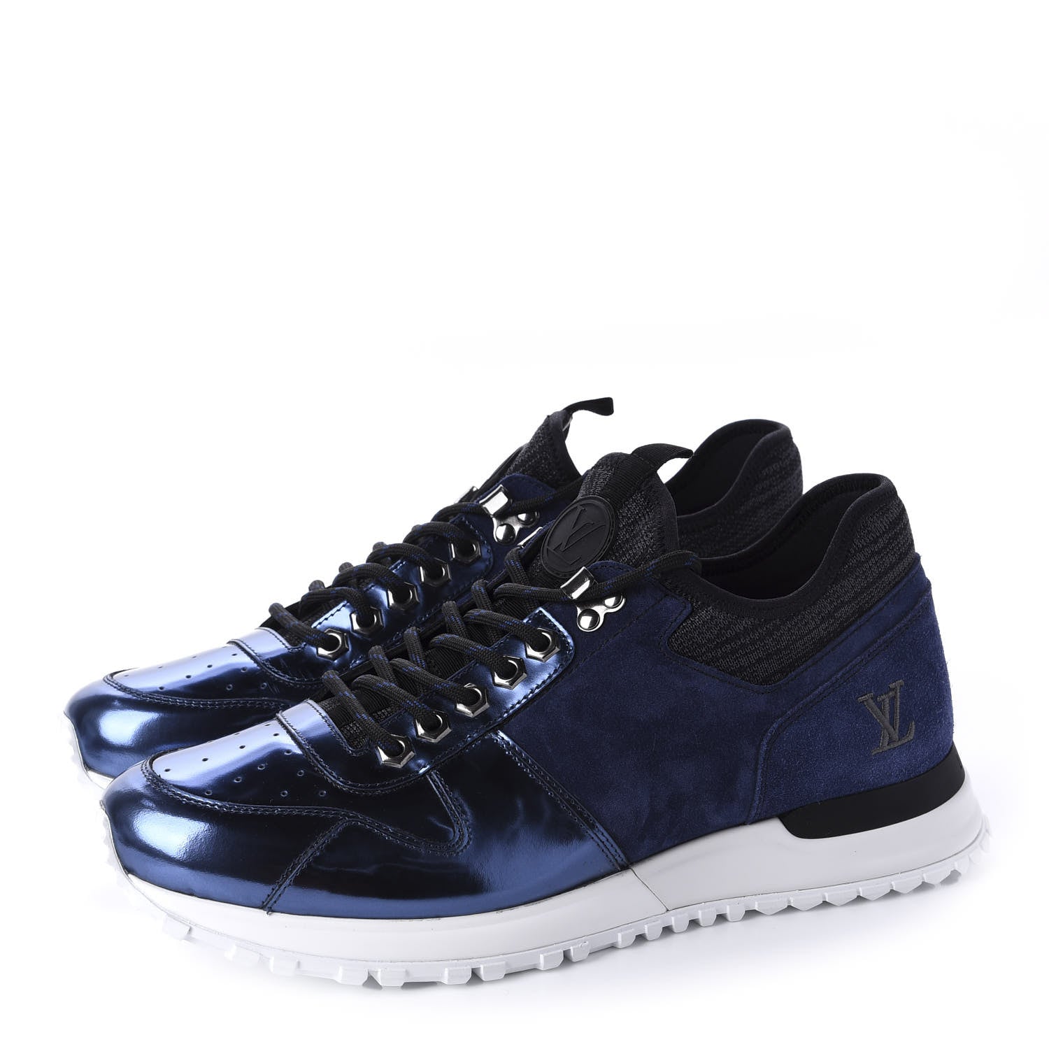 Louis Vuitton Metallic Patent Suede Run Away Sneakers 8 Marine 3 of 10