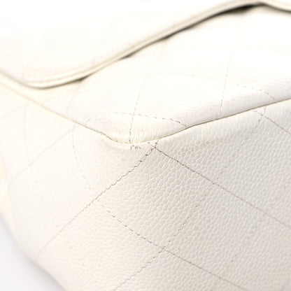 Chanel Caviar Quilted Jumbo Single Flap White 8 of 18