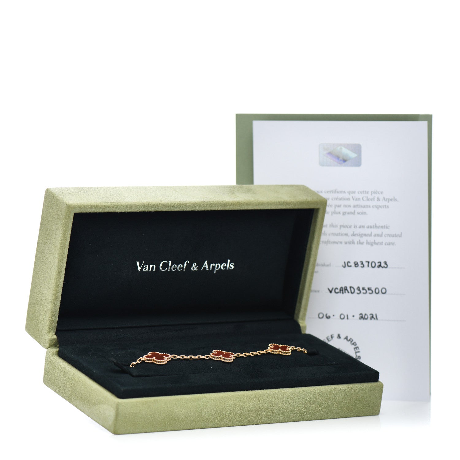 Van Cleef & Arpels 18K Yellow Gold Carnelian 5 Motifs Vintage Alhambra Bracelet 5 of 5
