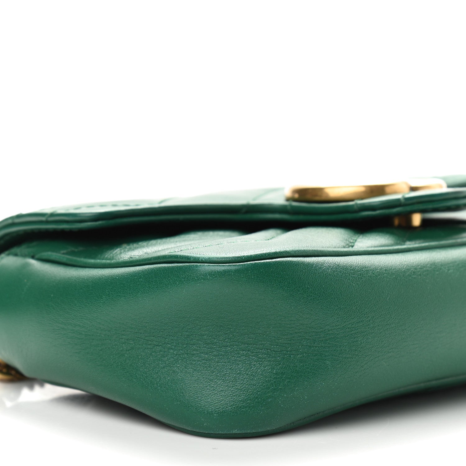 Gucci Calfskin Matelasse Super Mini GG Marmont Shoulder Bag Emerald Green 8 of 9