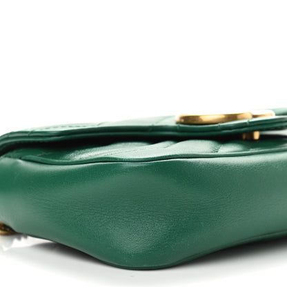 Gucci Calfskin Matelasse Super Mini GG Marmont Shoulder Bag Emerald Green 8 of 9