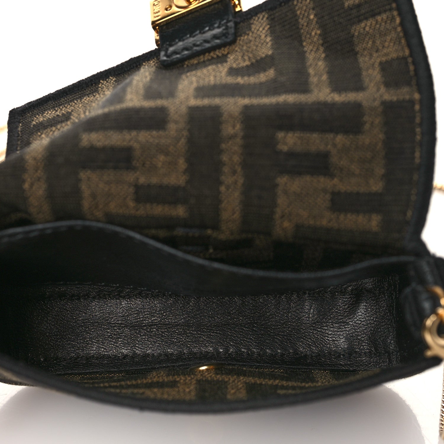 Fendi Fabric Jacquard FF 1974 Nano Baguette Charm Tobacco Moro Black 5 of 10